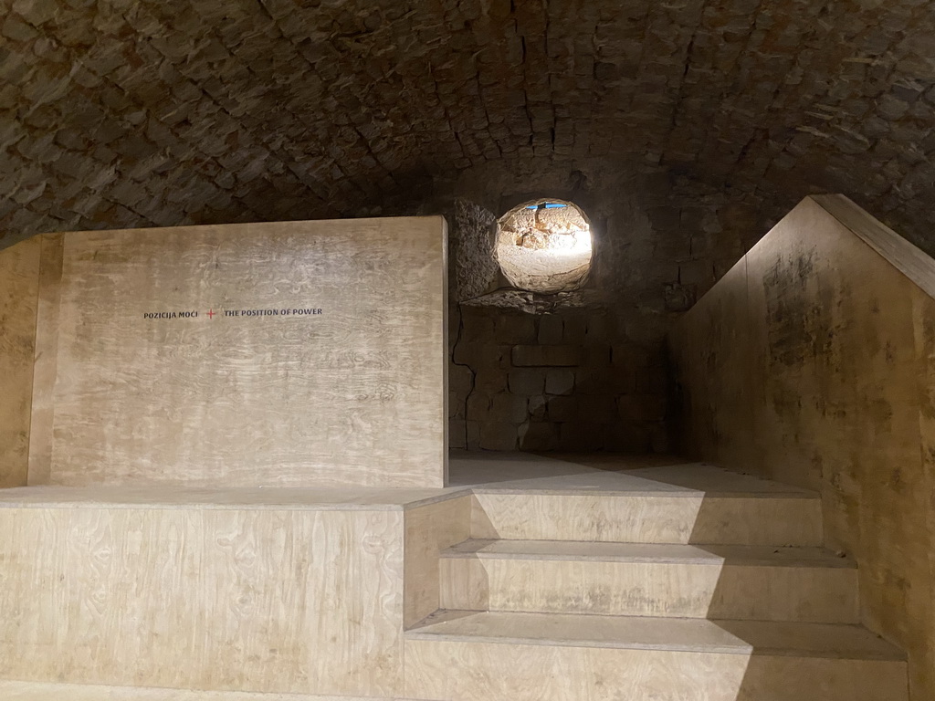 Staircase to the `Position of Power` at the `Legends of Lokrum` exhibition at the southwest side of the Benedictine Monastery of St. Mary