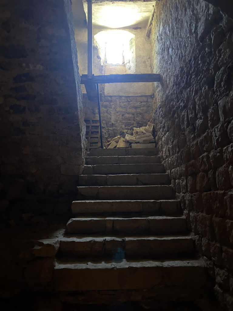 Staircase at the `Legends of Lokrum` exhibition at the southwest side of the Benedictine Monastery of St. Mary