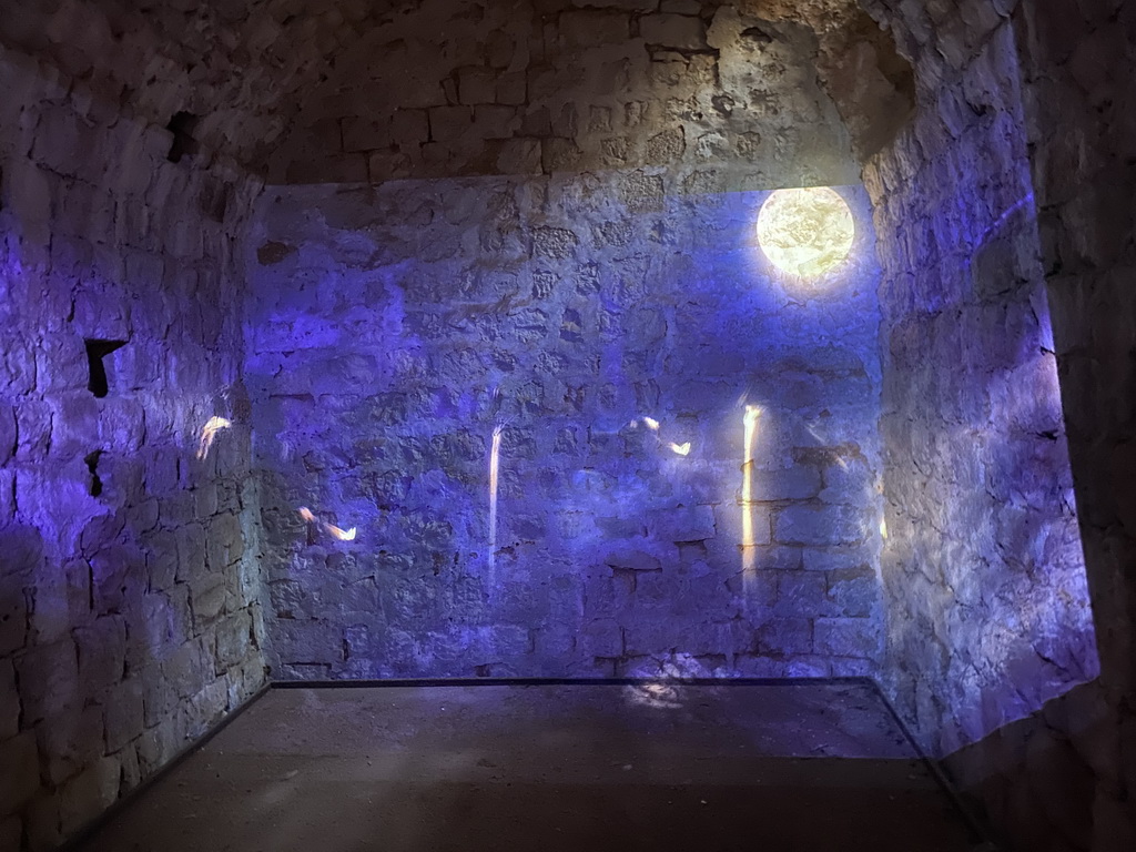 Projection at the `Legends of Lokrum` exhibition at the southwest side of the Benedictine Monastery of St. Mary