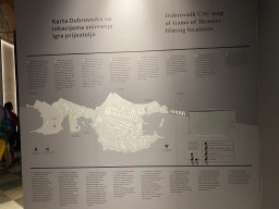 Interactive Dubrovnik city map of Game of Thrones filming locations at the Game of Thrones exhibition at the Lokrum Visitor Center at the southeast side of the Benedictine Monastery of St. Mary