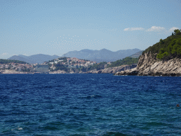 The west side of Dubrovnik with the Rixos Premium Dubrovnik hotel, viewed from the Lokrum Main Beach