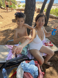 Miaomiao and Max on a lounger at the Lokrum Main Beach