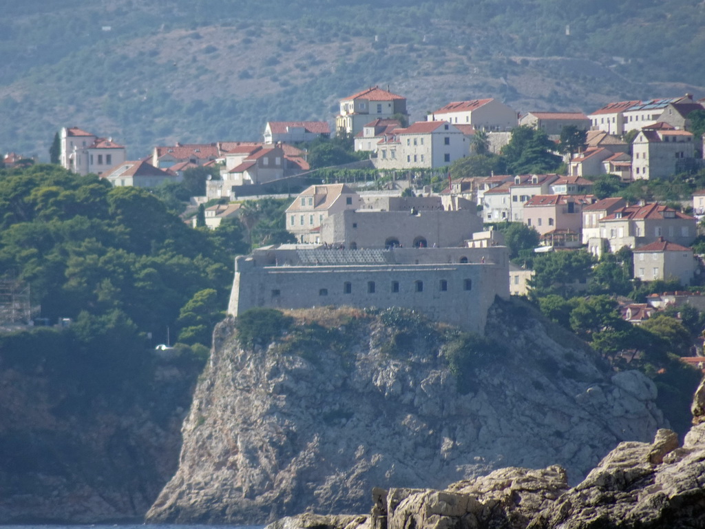 The west side of Dubrovnik with Fort Lovrijenac, viewed from the Lokrum Main Beach