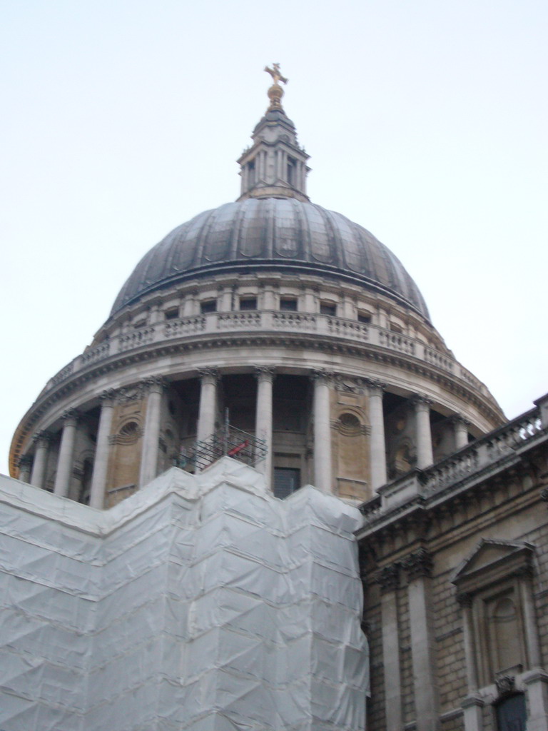 The dome of St. Paul`s Cathedral, from Paternoster Square