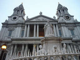 Statue of Queen Anne and the front of St. Paul`s Cathedral