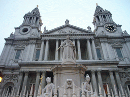 Statue of Queen Anne and the front of St. Paul`s Cathedral