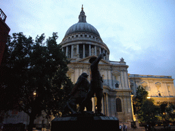 The National Firefighters Memorial and the south side of St. Paul`s Cathedral
