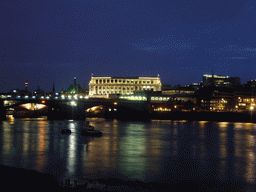 The Blackfriars Railway Bridge over the Thames river and the Unilever House, by night