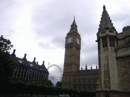 The Palace of Westminster, with the Big Ben, the London Eye and the Portcullis House