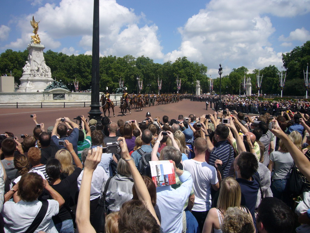 Parade at Buckingham Palace for the Queen`s Birthday, in front of the Victoria Memorial