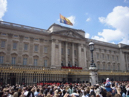 Buckingham Palace, with the British Royal Family at the balcony, during the festivities for the Queen`s Birthday