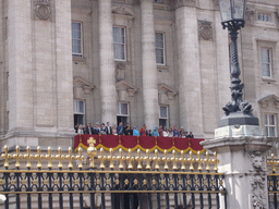 Buckingham Palace, with the British Royal Family at the balcony, during the festivities for the Queen`s Birthday
