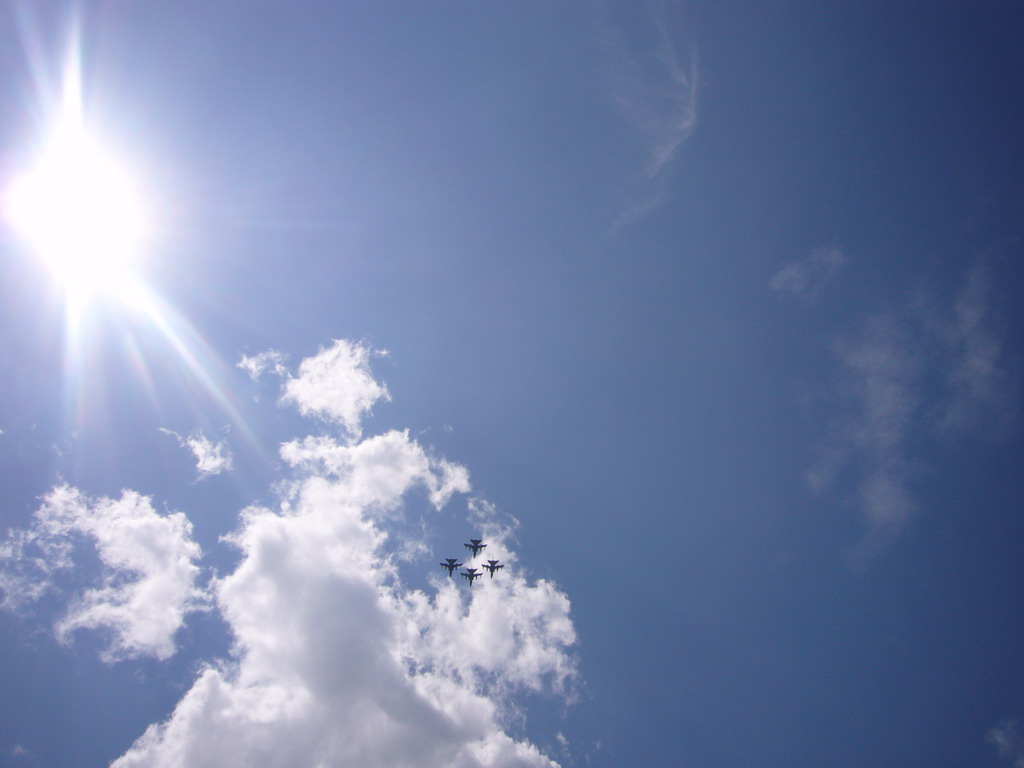 Flyover of the British Royal Air Force, during the festivities for the Queen`s Birthday