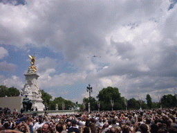 Flyover of the British Royal Air Force, during the festivities for the Queen`s Birthday, above the Victoria Memorial