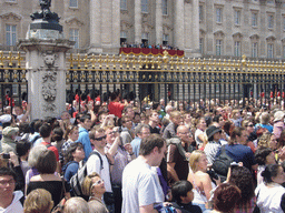 Buckingham Palace, with the British Royal Family at the balcony, during the festivities for the Queen`s Birthday