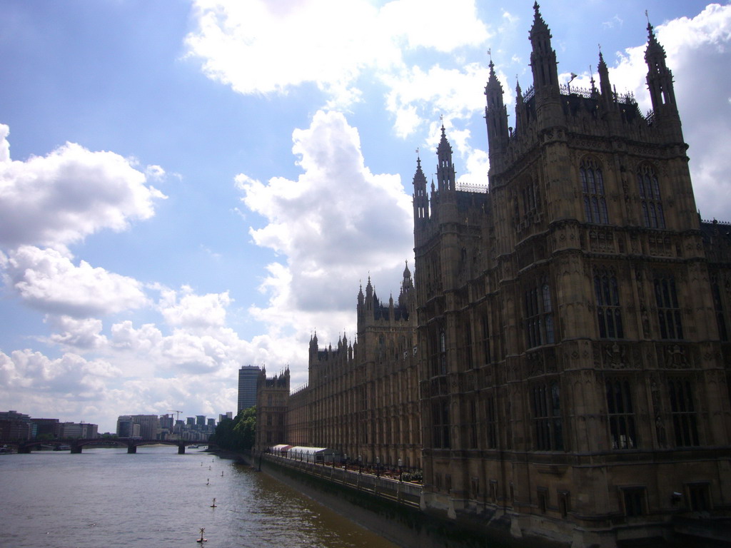 The east side of the Palace of Westminster, at the river Thames