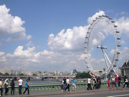 The London Eye and the Hungerford Bridge over the river Thames