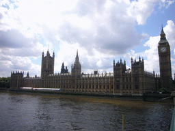 The east side of the Palace of Westminster, with the Big Ben, at the river Thames