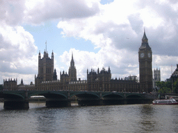 The Westminster Bridge over the Thames river, the Palace of Westminster, with the Big Ben, and Westminster Abbey