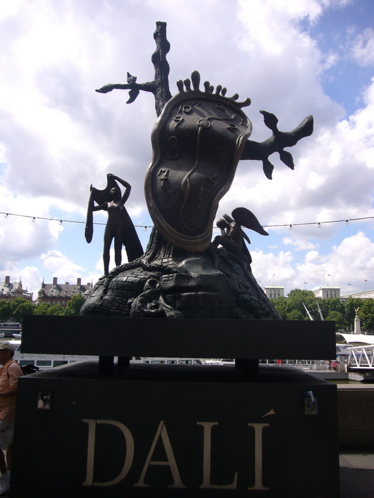 Sculpture of `The Persistence of Memory` by Dalí, in front of the Dalí Universe exhibition at the County Hall