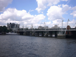 The Hungerford Bridge over the Thames river, and Charing Cross railway station