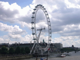 The London Eye and the Waterloo Millennium Pier, from the Hungerford Bridge