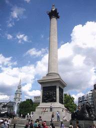 Nelson`s Column, at Trafalgar Square, and the St. Martin-in-the-Fields church