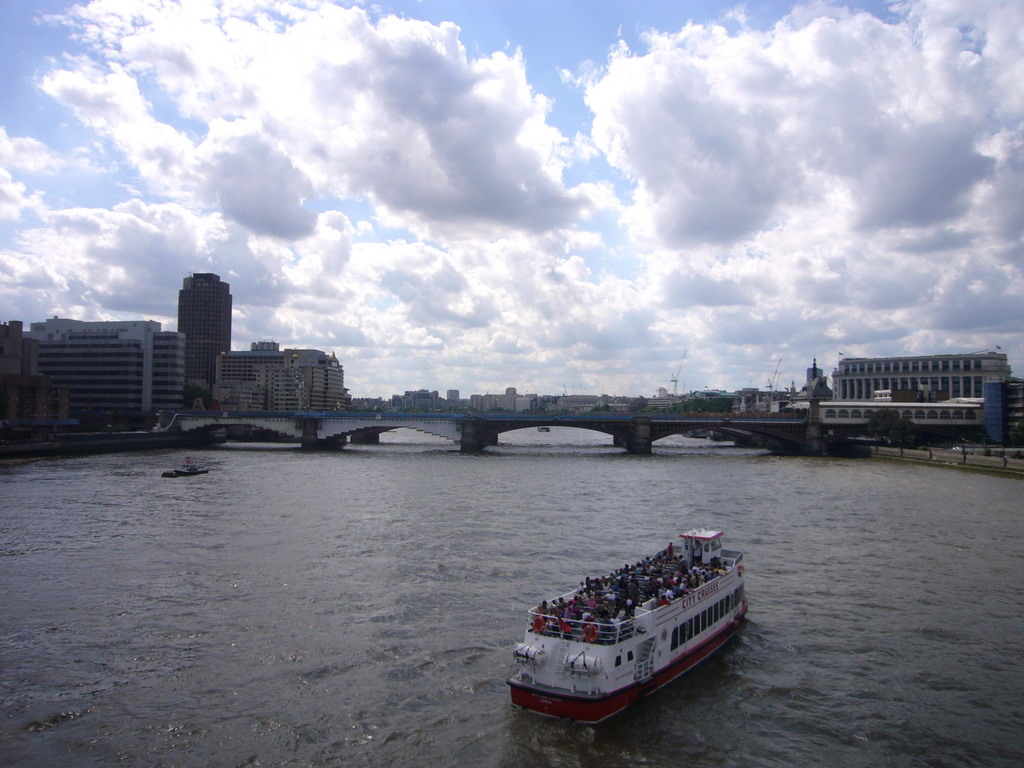 The Blackfriars Railway Bridge over the Thames river, from the Millennium Bridge