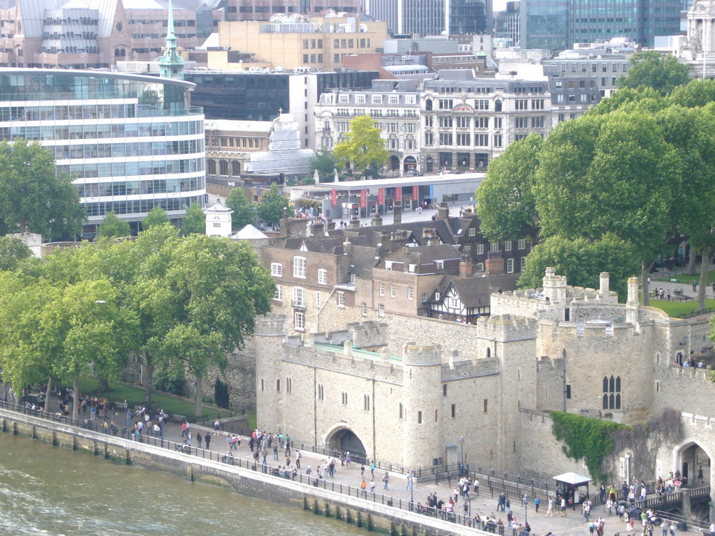 The Tower of London, viewed from the west high level walkway of the Tower Bridge