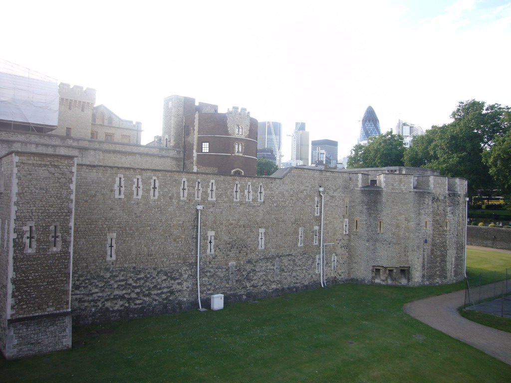The east side of the Tower of London and 30 St. Mary Axe