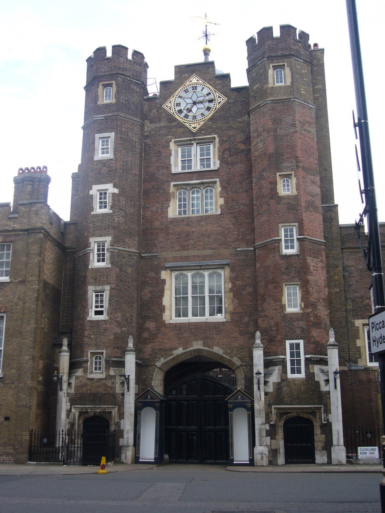 Main entrance of St. James`s Palace on Pall Mall