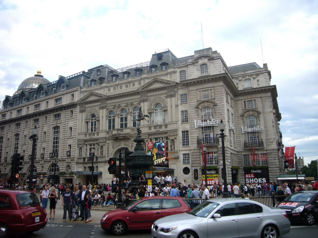 Piccadilly Circus, with the Shaftesbury Monument Memorial Fountain and the Lillywhites store