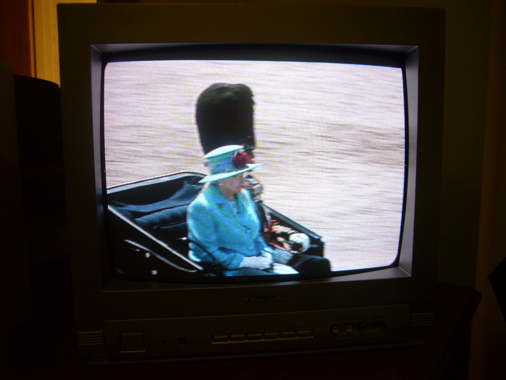 Queen Elizabeth II at Buckingham Palace for the Queen`s Birthday, on television