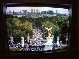 The Mall and the Victoria Memorial, during the festivities for the Queen`s Birthday, on television