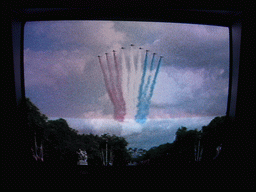 Flyover of the British Royal Air Force, during the festivities for the Queen`s Birthday, on television