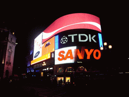 Piccadilly Circus, with the neon signs, by night