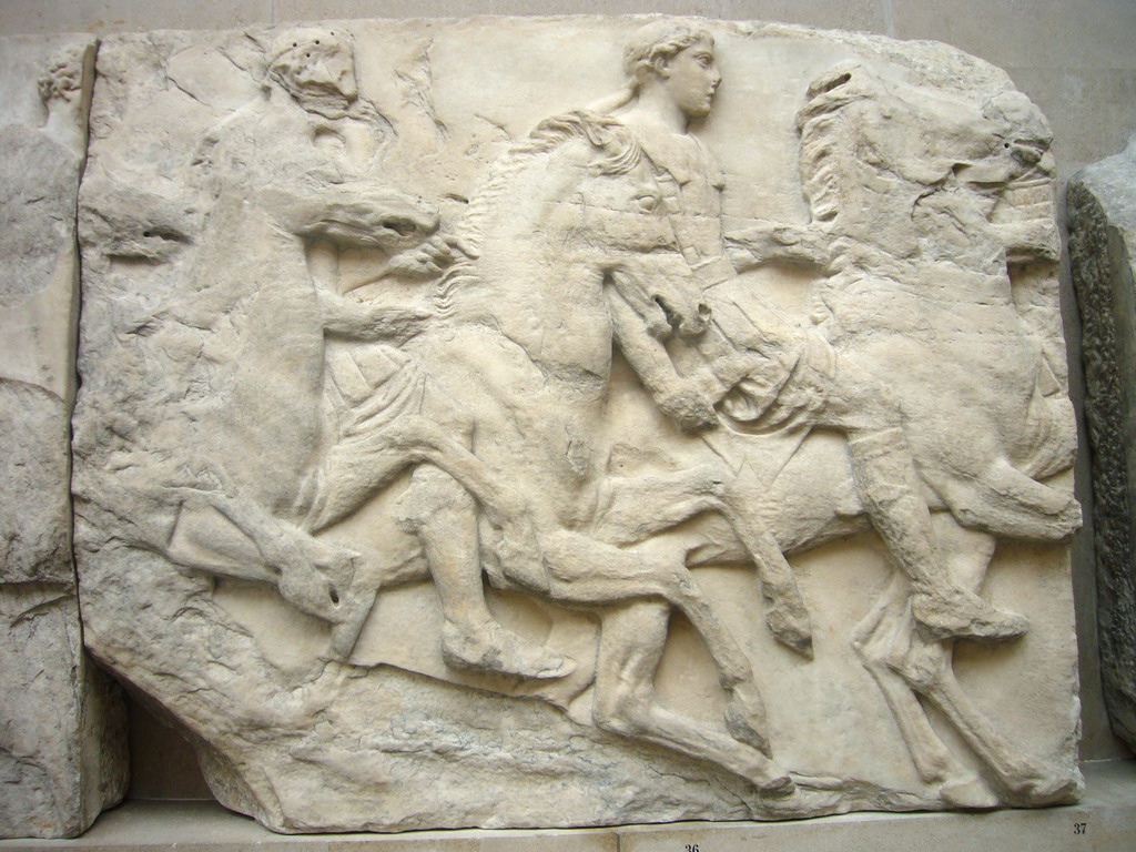 Part of the south frieze of the Parthenon, in the British Museum