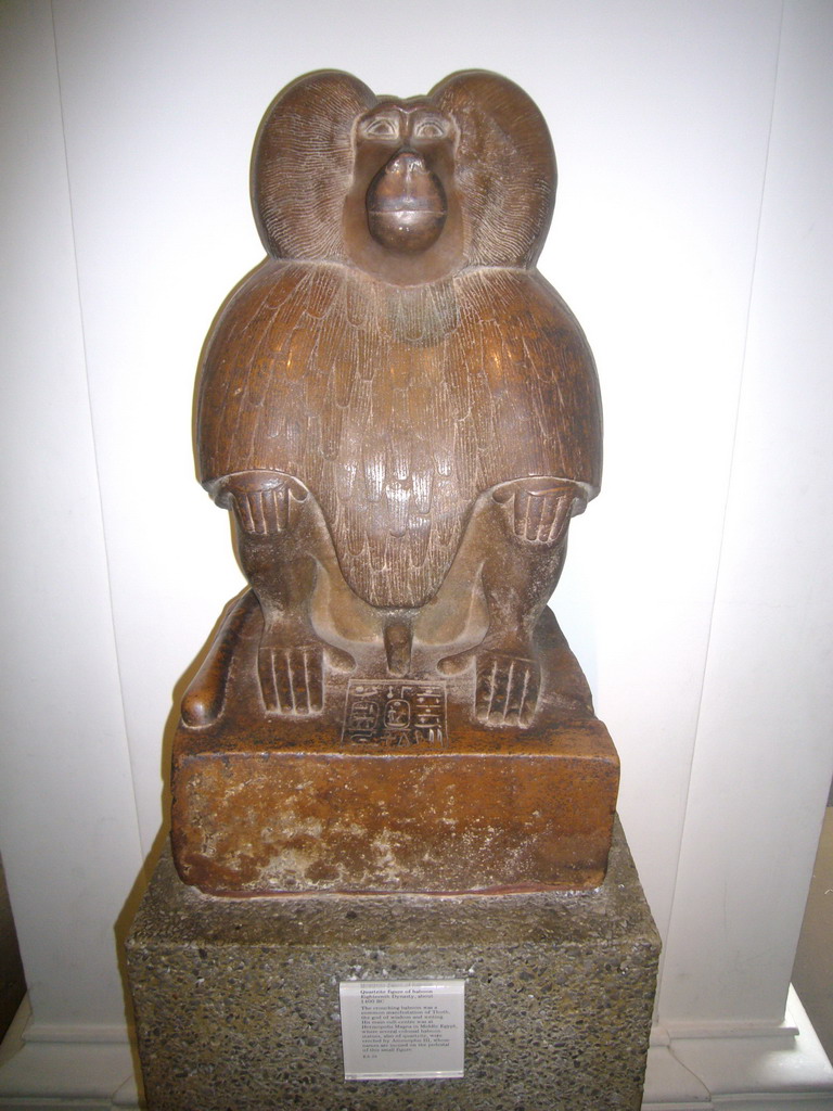 Egyptian quartzite statue of a baboon, in the British Museum