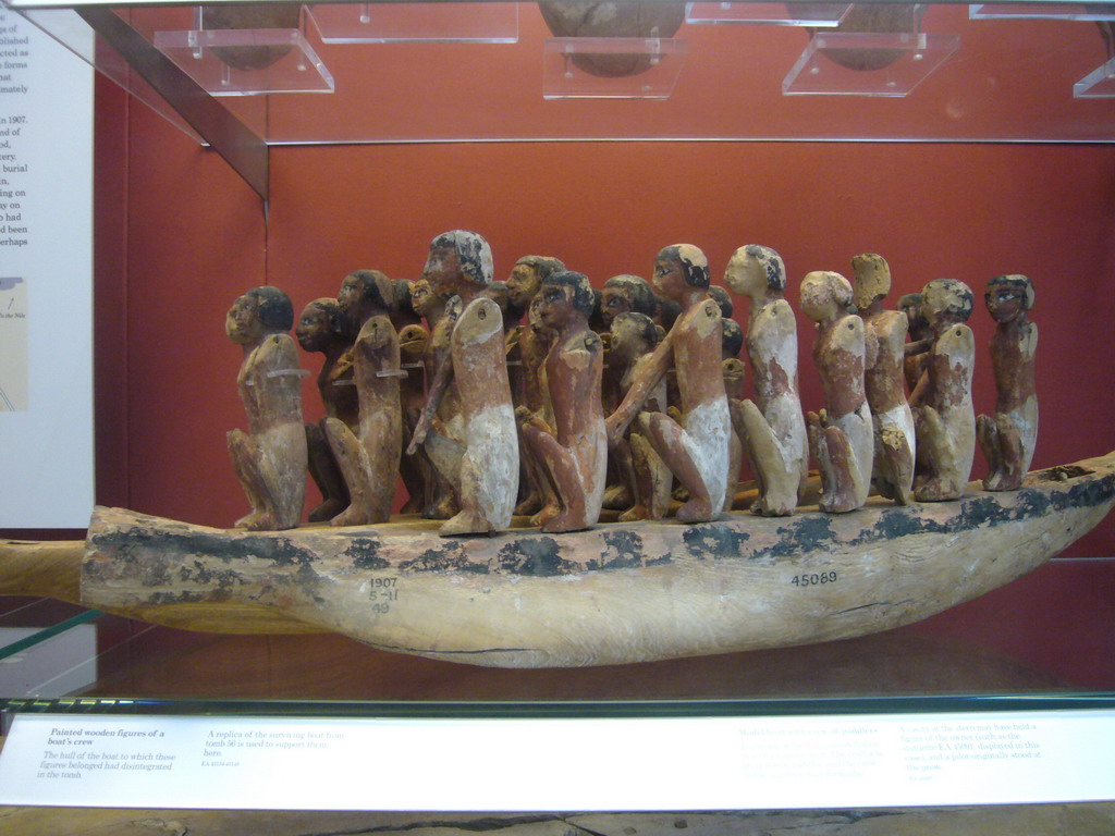 Egyptian model boat with crew, in the British Museum