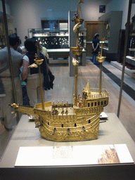 Golden automated clock in the form of a galleon, in the British Museum