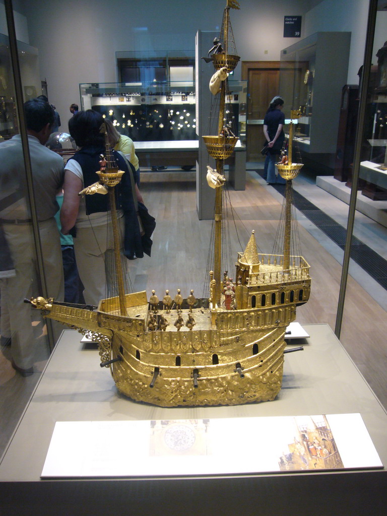 Golden automated clock in the form of a galleon, in the British Museum