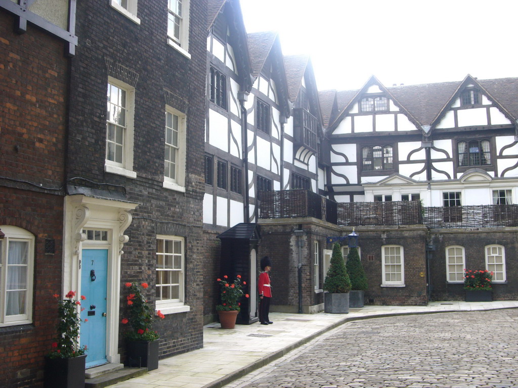 Guards in front of the Queen`s House at the Tower of London