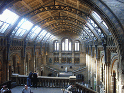 The Central Hall of the Natural History Museum, with the statue of Charles Darwin, from above