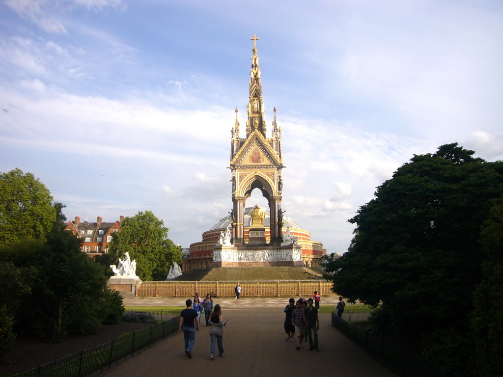 The back side of the Albert Memorial, in Kensington Gardens, and the Royal Albert Hall
