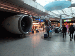 Aircraft engine at the Main Hall of Schiphol Airport