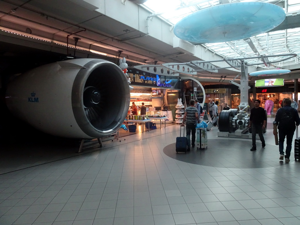 Aircraft engine at the Main Hall of Schiphol Airport