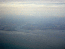 The east coast of England with the Crouch and Roach rivers, viewed from the airplane from Amsterdam