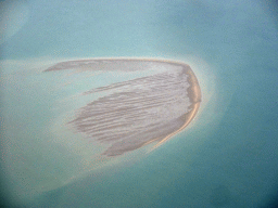 Island in front of the east coast of England near the Kentish Flats, viewed from the airplane from Amsterdam