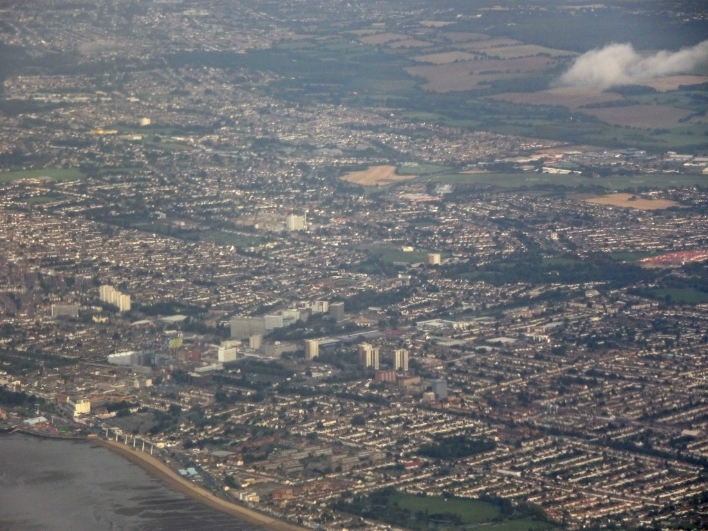 The town of Southend-on-Sea, viewed from the airplane from Amsterdam