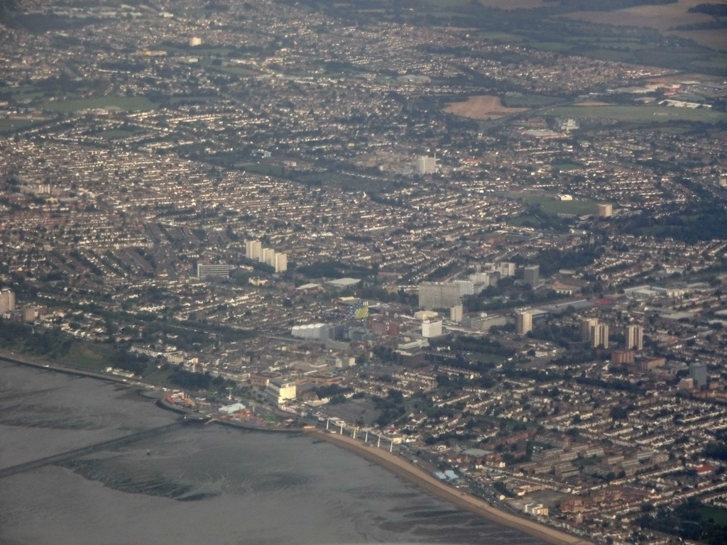 The town of Southend-on-Sea, viewed from the airplane from Amsterdam